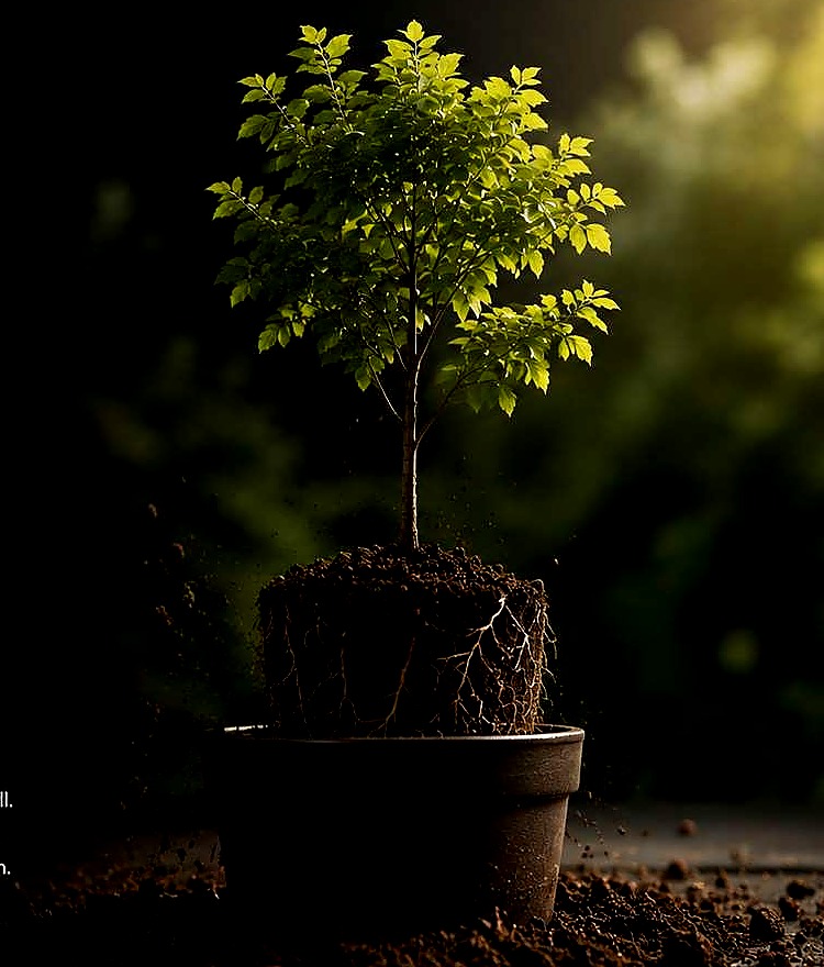 Junger Baum im Topf